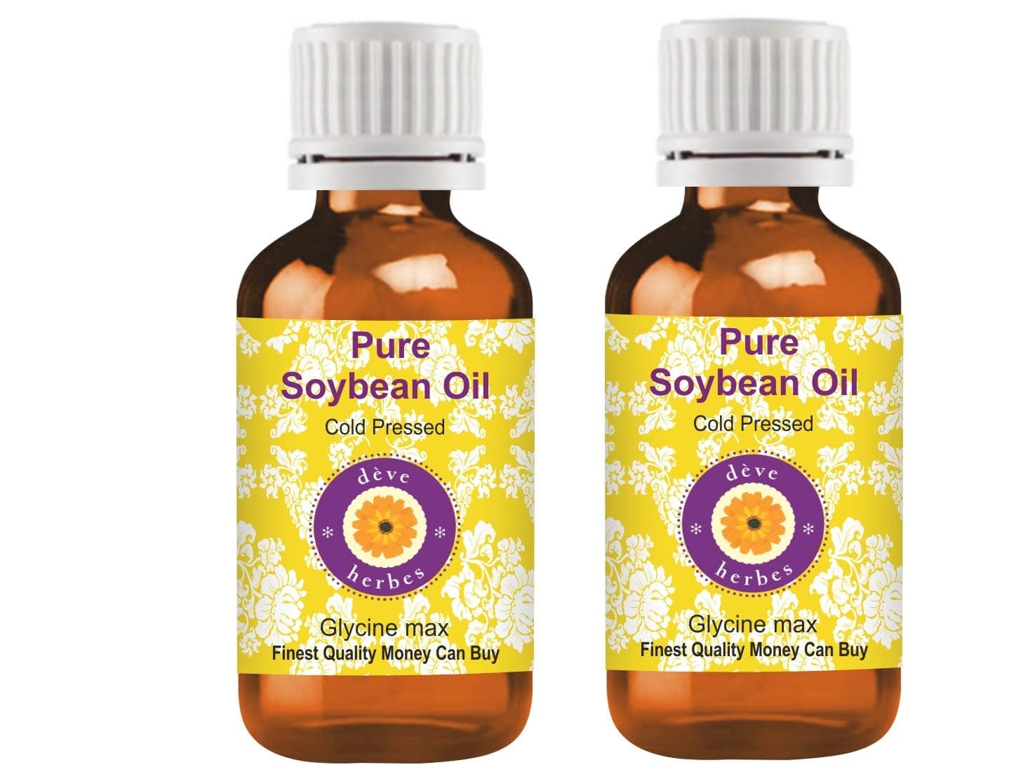 Deve Herbes Pure Soybean Oil (Glycine max) | Cold Pressed | Natural | Undiluted | For Diluting Essential Oils | For Skin & Massage | Men & Women | 100ml X 2