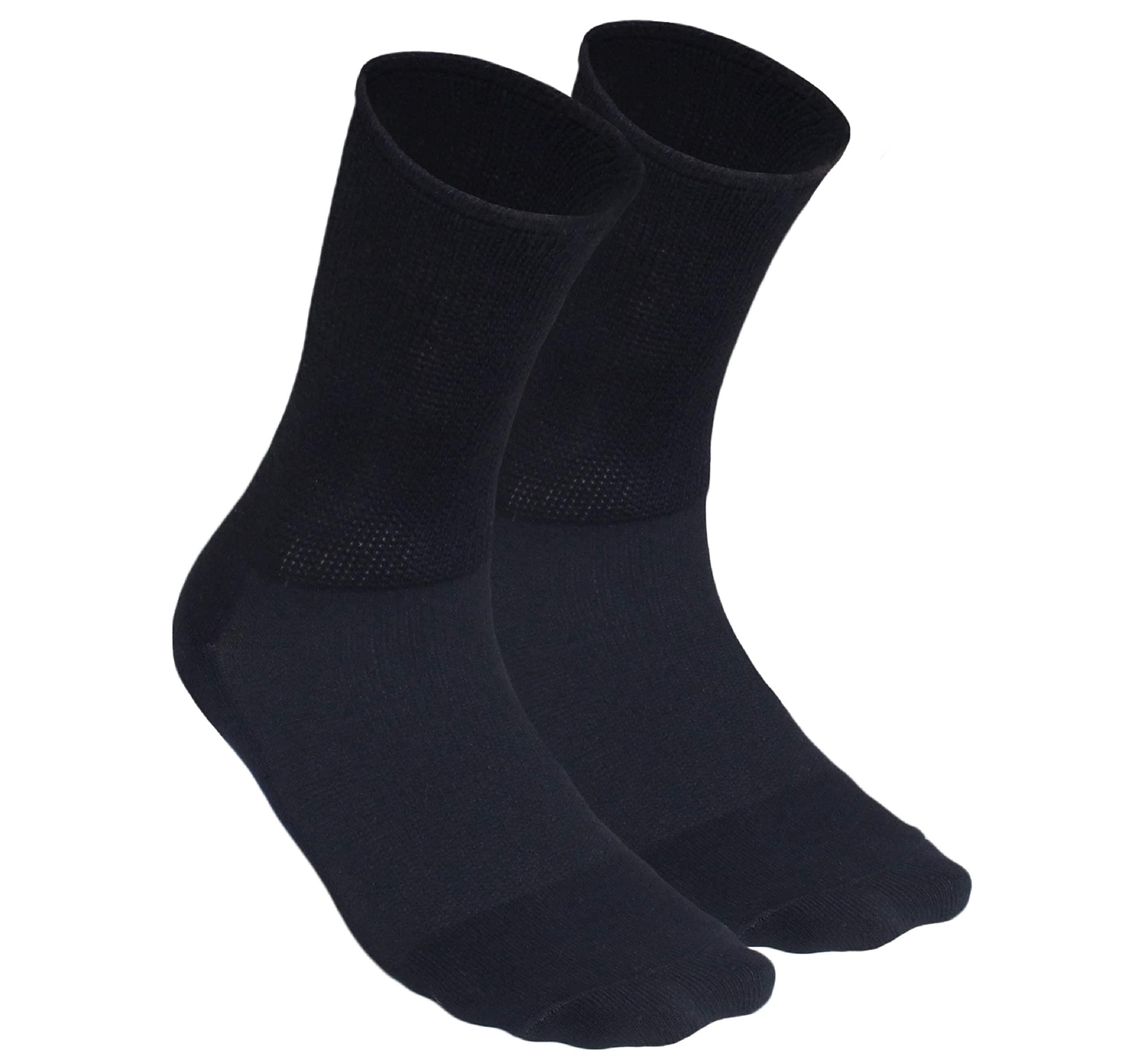 AUXIMPRO Bamboo Fibre Diabetic Bamboo Ankle Length Socks For Men & Women, Breathable & Blister Protection, Pack Of 2, Black