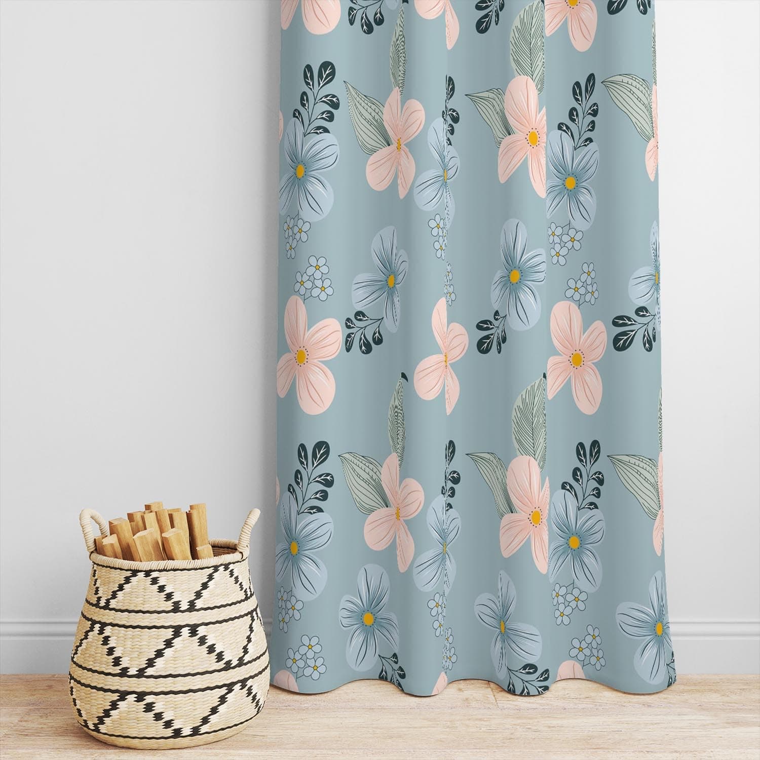 DECOMIZER Super Soft Brushed Microfiber Cotton Door Curtains,48X84(Inches) 7 Feet,Living Room,Grommet Curtain Panel,Pack of 2 Panel Door Curtains, Sky Peach