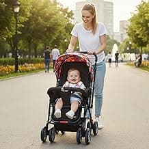 R for Rabbit Lollipop Lite Baby Stroller for 0 to 3 Years with 5 Point Safety Harness | Reversible Handlebar | Cushioned Seat with 3 Level Seats Recline/Lightweight Pram for Kids (Black Multi)