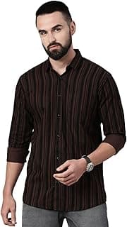 Majestic Man Men's Standard Slim Fit Striped Pure Cotton Casual Shirt