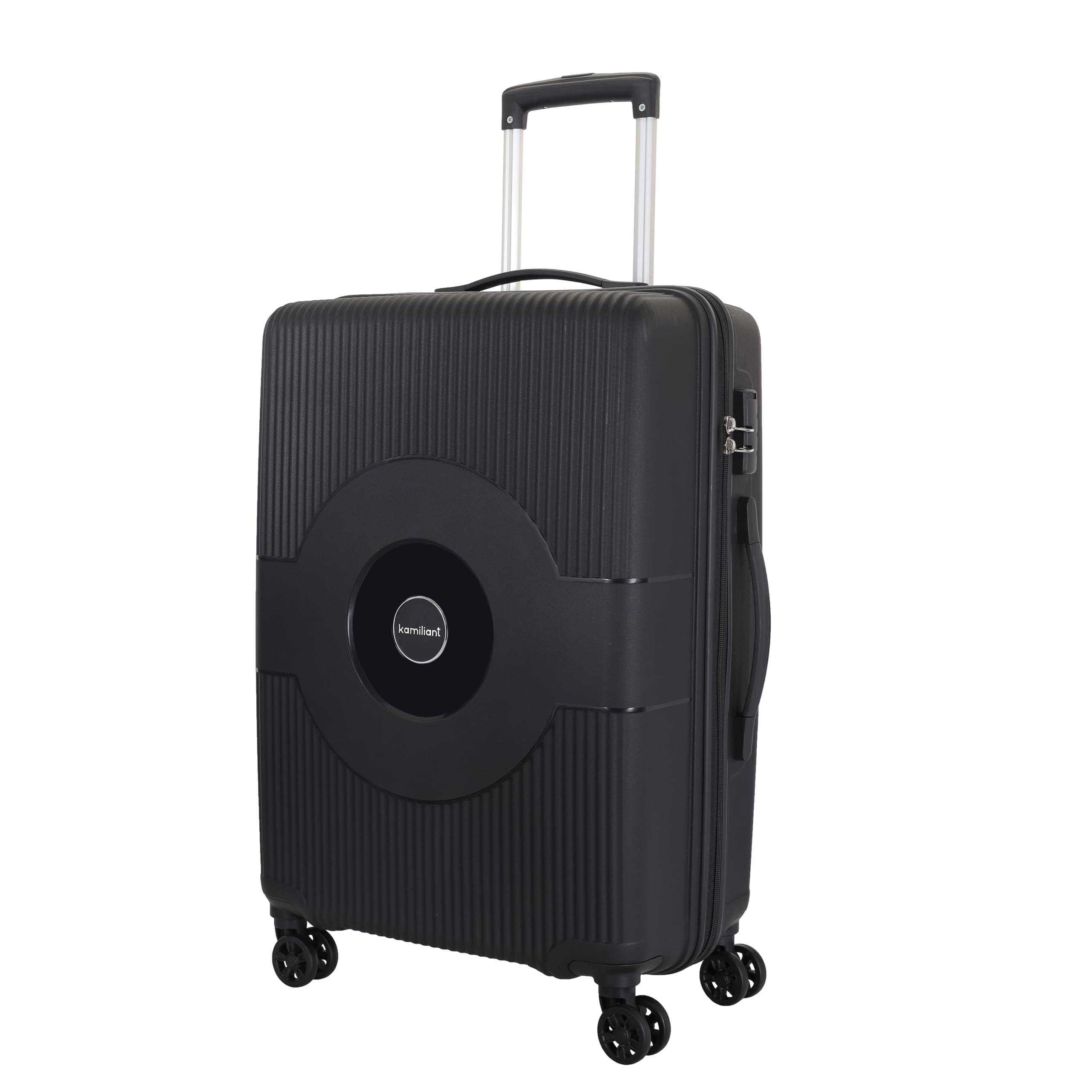 Kamiliant Polypropylene KAM Double 8 Spinner Wheels Hard Shell Suitcase Might DW SP79CM Black,Large