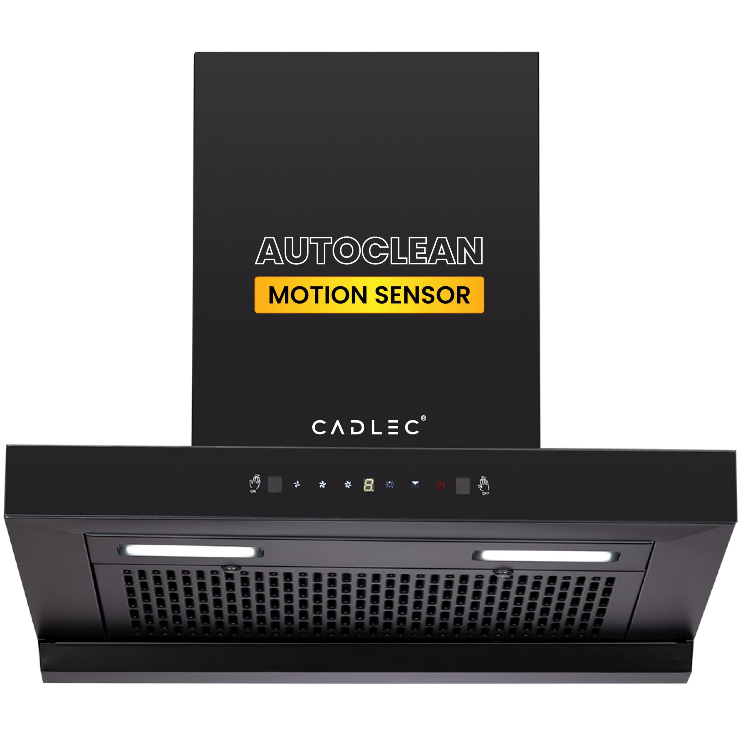 Cadlec PeakFlow 60cm Filterless T-Shape Kitchen Chimney | 1400 m³/hr Powerful Suction | Auto Clean with Oil Collector | Feather Touch + Gesture Control Technology | 20-Year Warranty | Black