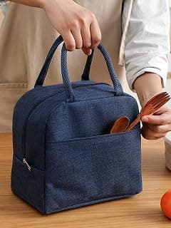 HYLOL Insulated Travel Lunch/Tiffin/Storage Bag for Office, College & School (Blue) (Cotton) 6 Liters