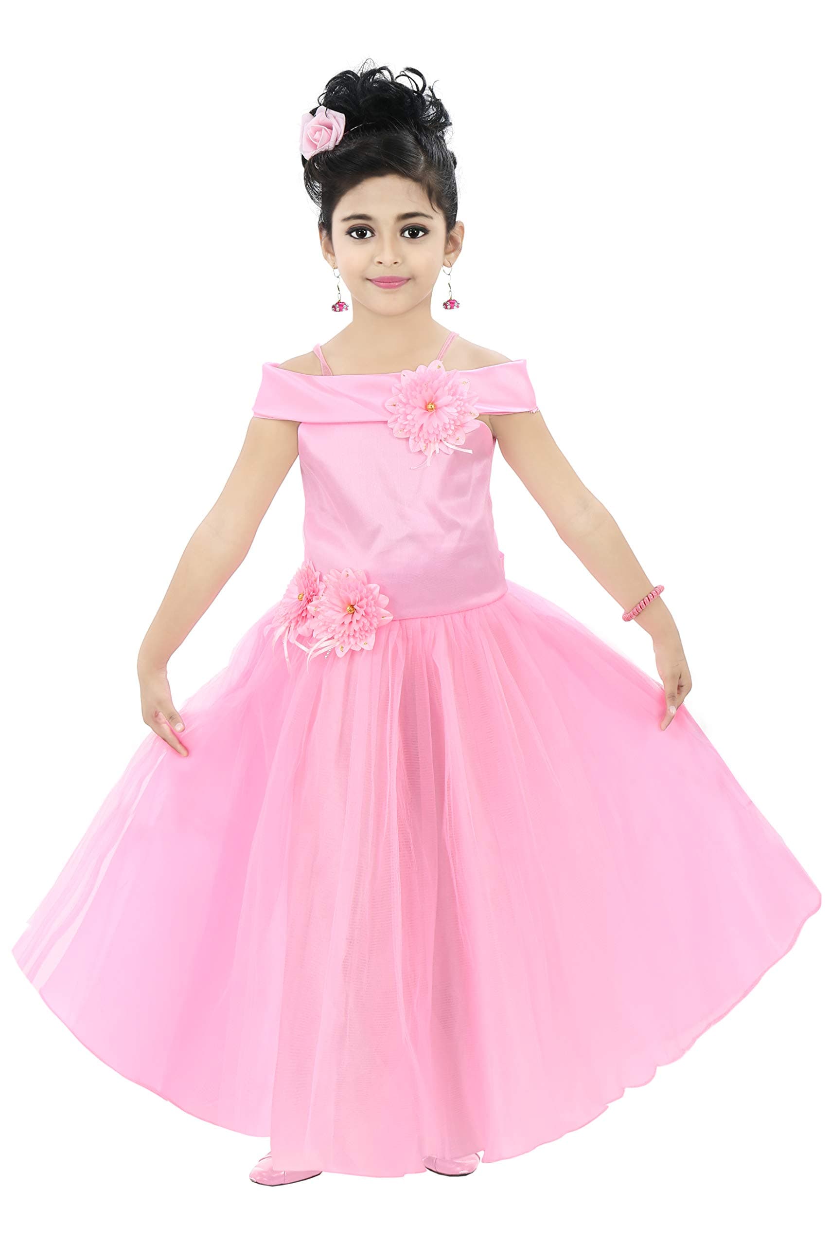 Chandrika Kids Floral Appliqué Festive Gown Dress for Girls.