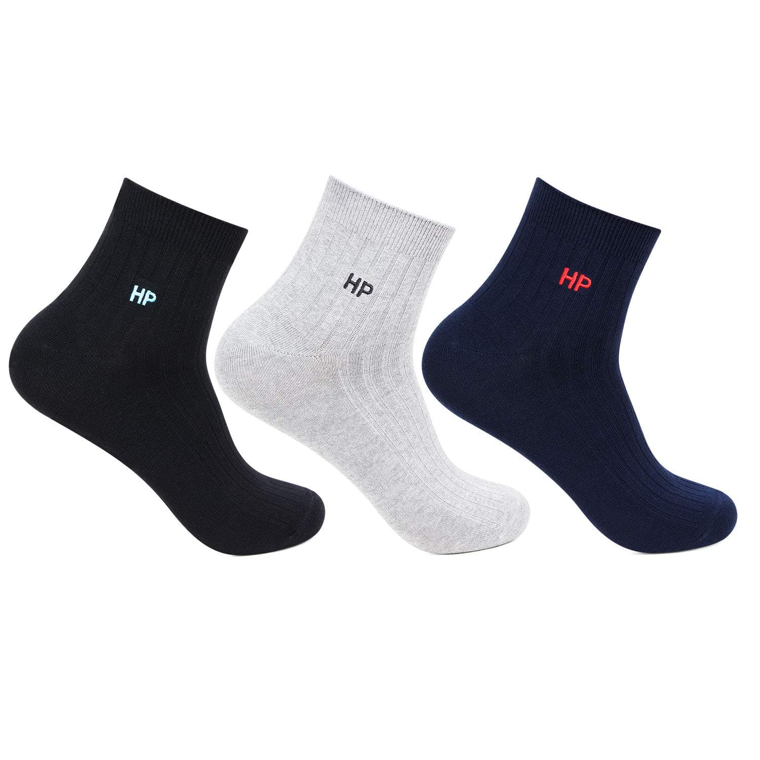 Hush Puppies Men’s Ankle Length Cotton Socks (Free Size) – Multicolor Pack of 3 | Lightweight, Stretchable & Durable Daily Wear Socks