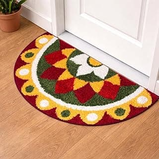 Roseate Kolam (40x80cm) Super Soft Microfiber 1800 GSM Decorative Mat Anti-Skid Door Mats for Home/Bathroom Mat/Bedroom/Kitchen/Floor Mat (Maroon)