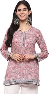BIBA Women's Polyester Straight Fit Straight Denim Printed Kurti