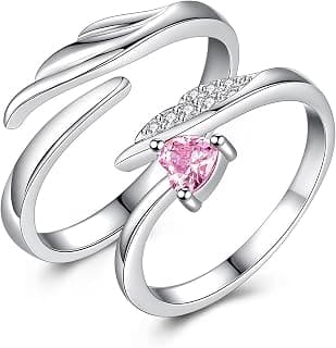 Fashion Frill Delicate Rings For Women Crystal Silver Plated Heart Design Adjustable Silver Ring Finger Couple Ring For Women Girls Men Boys Rings Wife Girlfriend Valentine