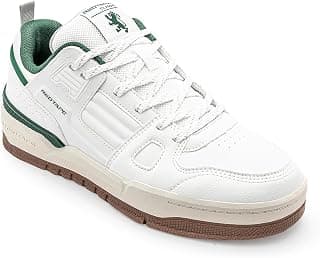 Red Tape Men's Sneakers White Green Pu Round Toe Lace-Up