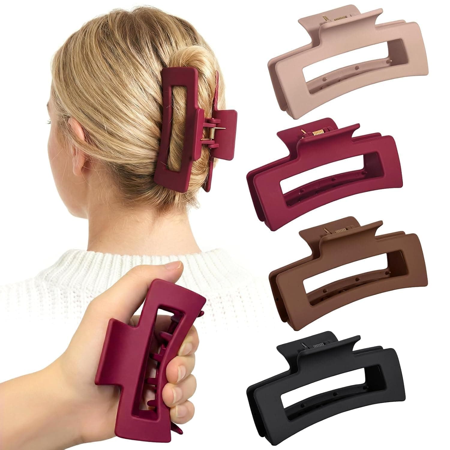 4 PCS Soft Claw Clips,Silicone Hair Clips,Flexible Claw Clip for Women,Non-Slip Strong Hold, Cloud Claw Clips,Large Bendable Cozy Hair Clip for Thin/Thick/Curly Hair