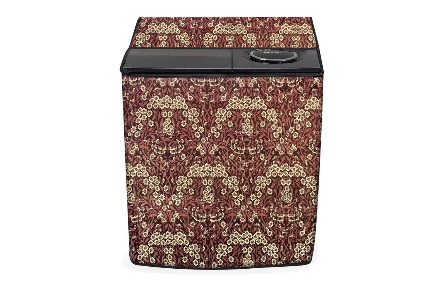 Stylista Washing Machine Cover Compatible for Whirlpool 7.5 Kg 5 Star Semi-Automatic Top Loading Washing Machine ACE 7.5 Supreme Floral Pattern Beige