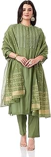 Amazon Brand - Myx Women's Embroidered Kurta Pant Set with Dupatta (Available in Plus Sizes)