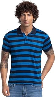 Parx Regular Fit Medium Blue T-Shirt for Men