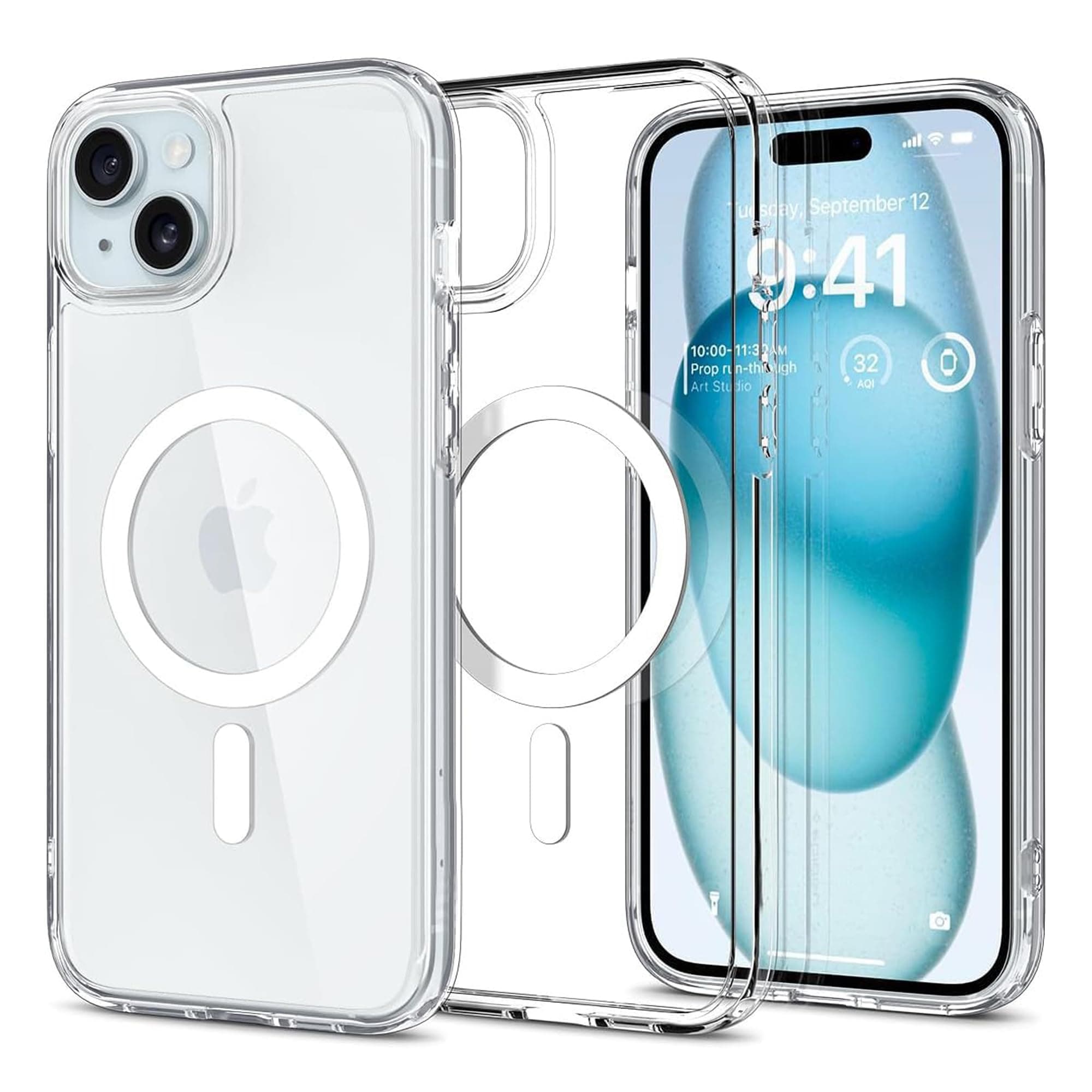 amazon basics Pro Hybrid Magsafe Case Compatible with iPhone 15 Plus | All-Round Protection | Scratch-Resistant - Transparent
