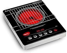 Pigeon by Stovekraft Infrared Cook & Grill 2000W Cooktop | Works with ALL Cookware (Non-Induction Too!) | Tandoor Grill Function | Touch Control | Timer | Auto Shut-Off | BIS | 2 Year Warranty | Black