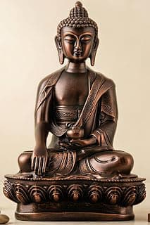 Global Grabbers New Limited Edition Meditating Sitting Buddha Idol Statue showpiece Home Decor Decoration Items for Living Room and Gifts (Antique Copper-BS1)