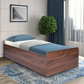 Mavero Single Bed | Engineered Wood | Columbian Walnut | 72 x 30 Inch | 4-Year Warranty