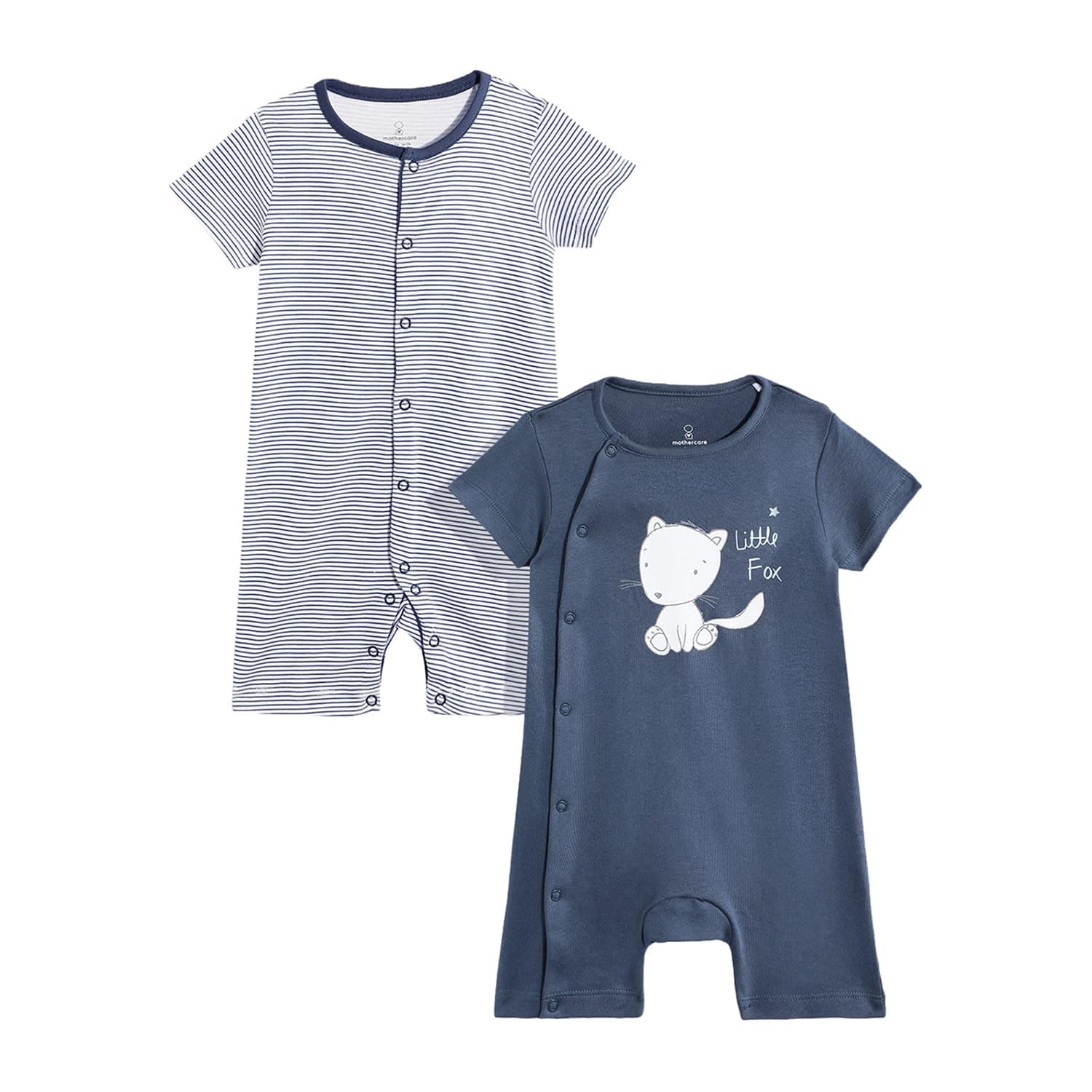 Mothercare Baby Rompers Girls Soft Cotton Short Sleeve Jumpsuits 2-Pack | Soft breathable cotton, autumn-inspired prints, easy snap closures, relaxed fit for infants and toddlers