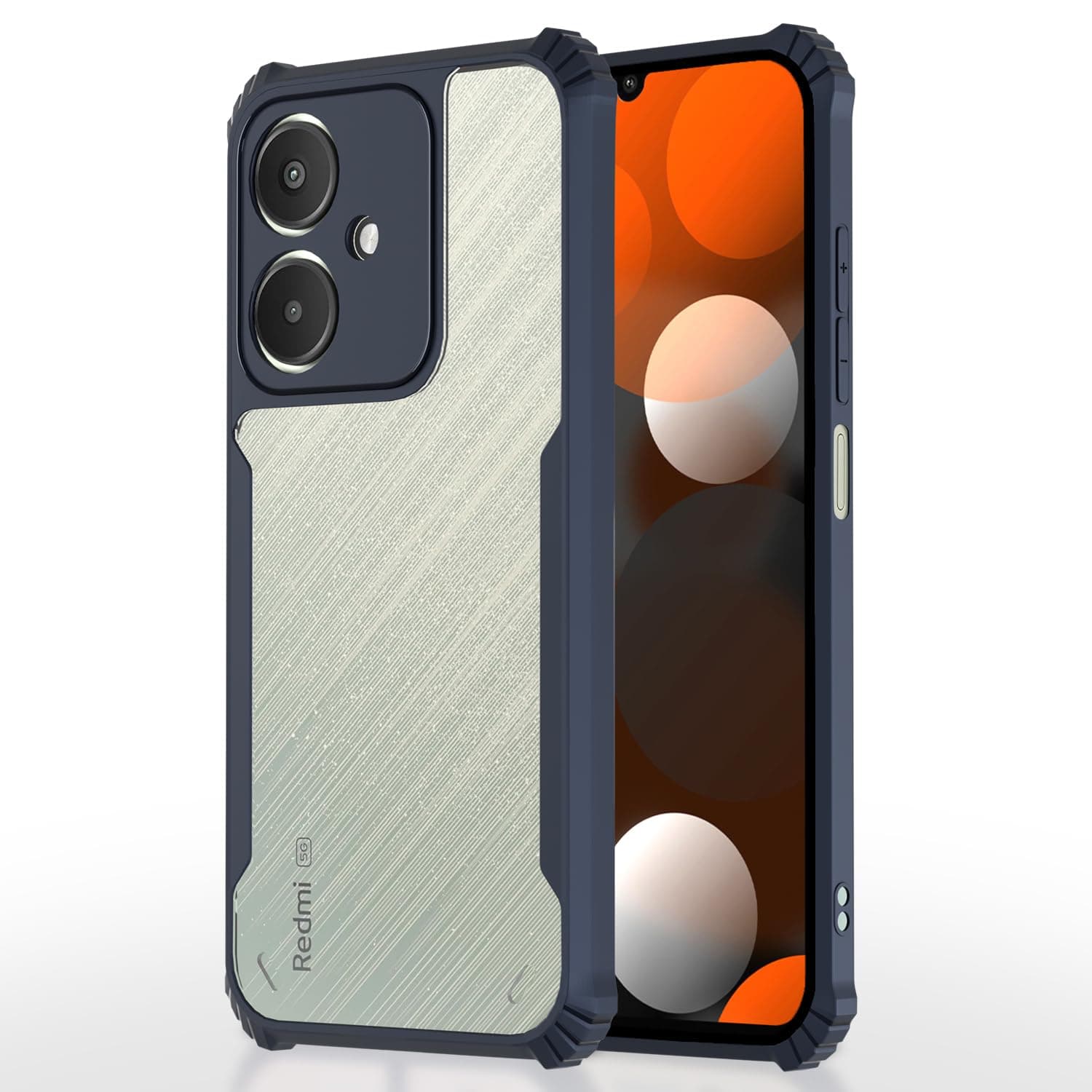 Amazon Basics Back Cover for Redmi 13C 5G | Crystal Clear Transparent Back | Ultra Hyrbid | Full Camera Protection | Raised Edge | Bumper Cover (Blue)