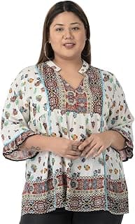 veldress21 Floral Printed Tunic V Neck Blouse Summer Fit and Flare Casual Stylish Longline Top for Women