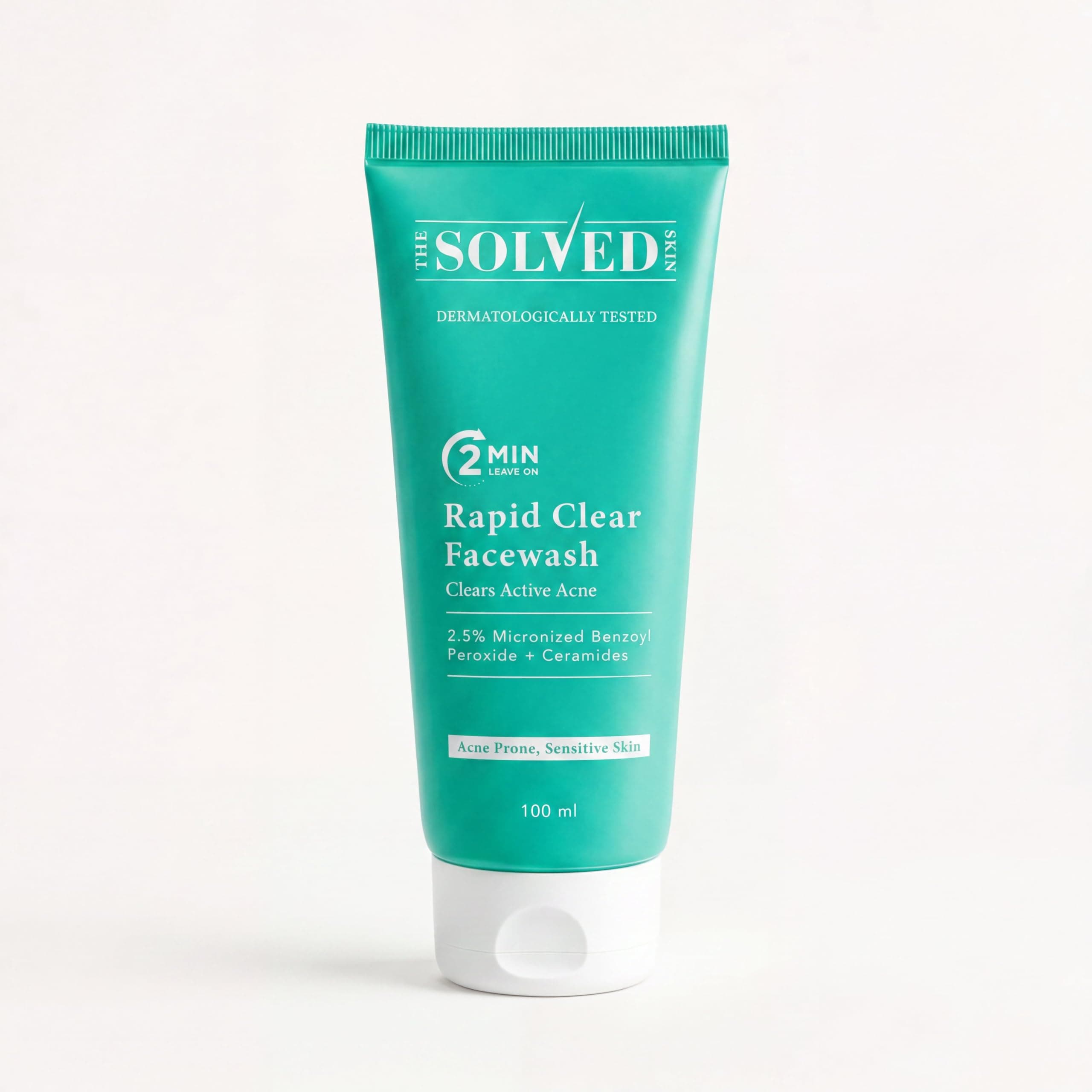 THE SOLVED SKIN India’s 1st Dermatologically Tested Acne Control Face Wash with Patented Micronized Benzoyl Peroxide | Normal to Oily Skin | 100 ml