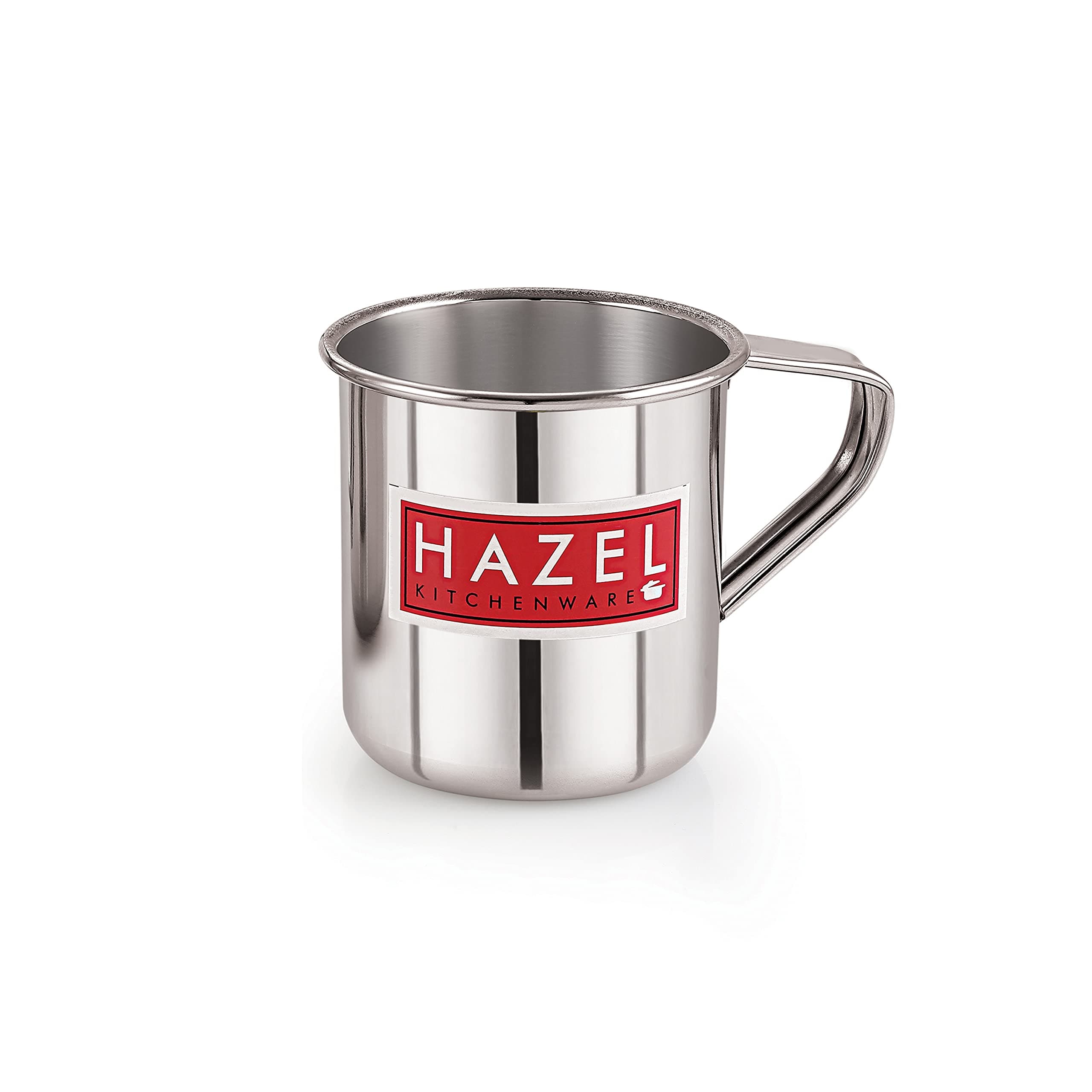 HAZEL Stainless Steel Bathroom Mug 300ml | Strong & Sturdy Multipurpose Steel Mug with Handle for Home, Camping, Kitchen & Outdoor Use, Silver