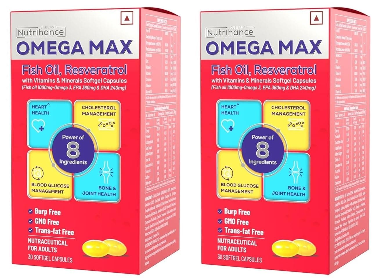 JUBILANT Nutrihance Omega Max Fish Oil Capsule For Men And Women, 30 Soft Gel Capsules x Pack of 2