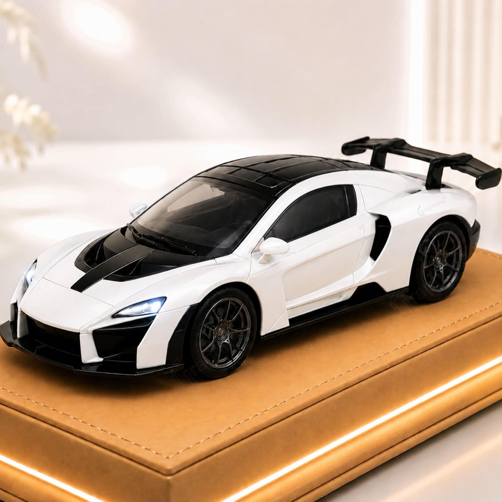 GRAPHENE 1:32 Scale Metal Diecast Alloy Metal Sports Toy Car Pullback Door Open with Light Sound High Speed Premium Realistic Model Friction Powered Miniature Racing Best Gift for Kids 2+(White)