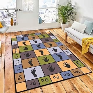 Hopscotch Play Rugs Kids, ABC Alphabet Education Carpet, Playroom Bedroom Living Room Decor Learning mat (Blue,39x59 in)