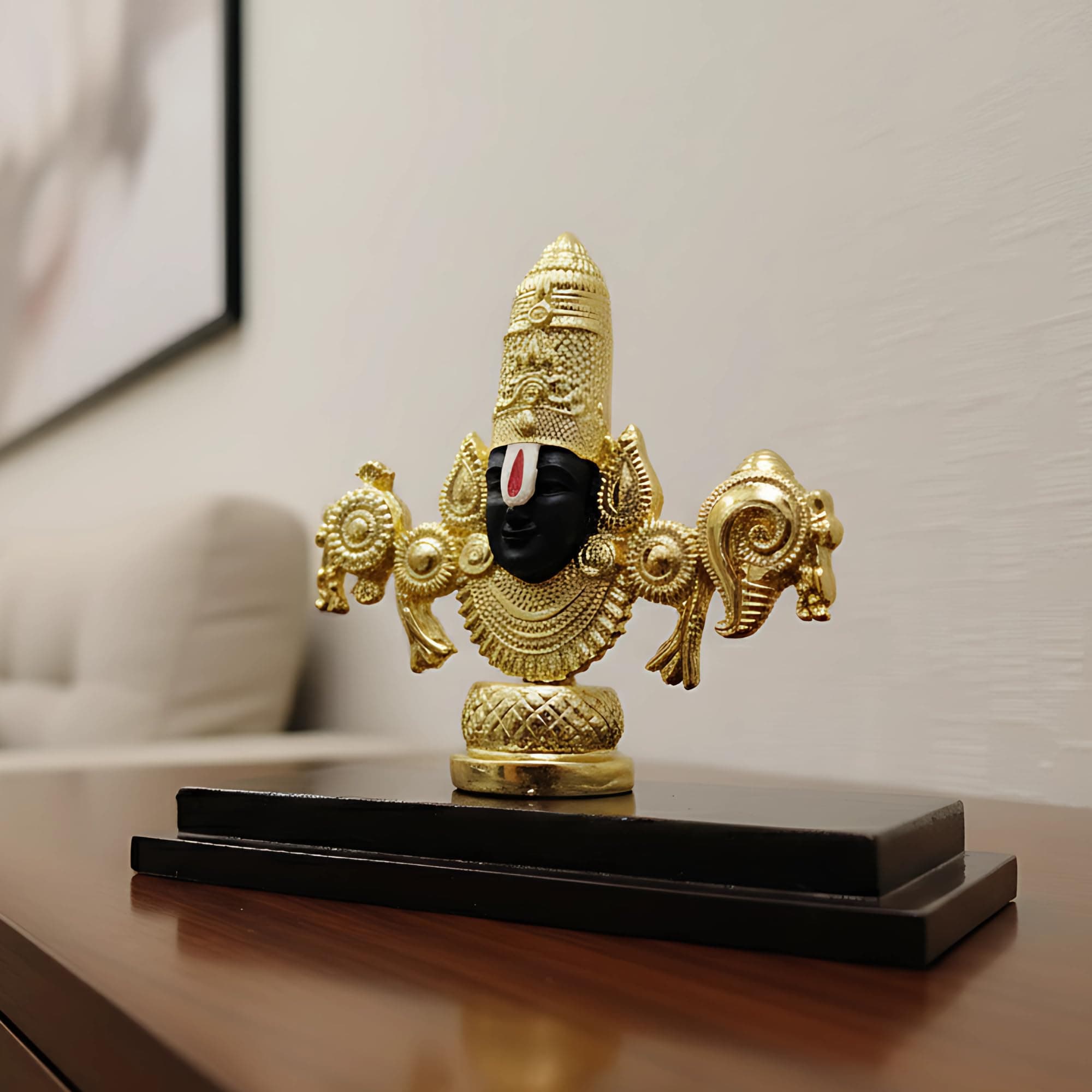 Dev Aastha 24K Gold Plated Lord Venkateswara Swamy Idol (6 Inch) - Luxurious Balaji Murti for Home Temple, Executive Office Desk, Premium Gifting - Symbol of Immense Wealth, Divine Grace