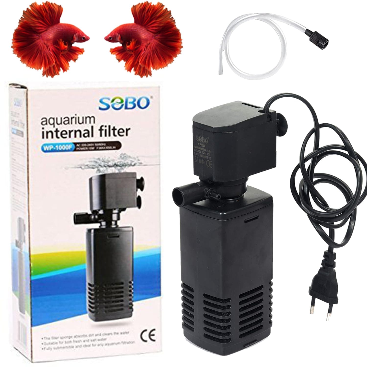 SOBO 4 in 1 Aquarium Internal Filter for Aquarium Fish Tank | Biological Filtration for Salt Water and Fresh Water | WP Series (#1000F | 15W | 650L/H | for 1.5-2 Ft Tank, WP Series)