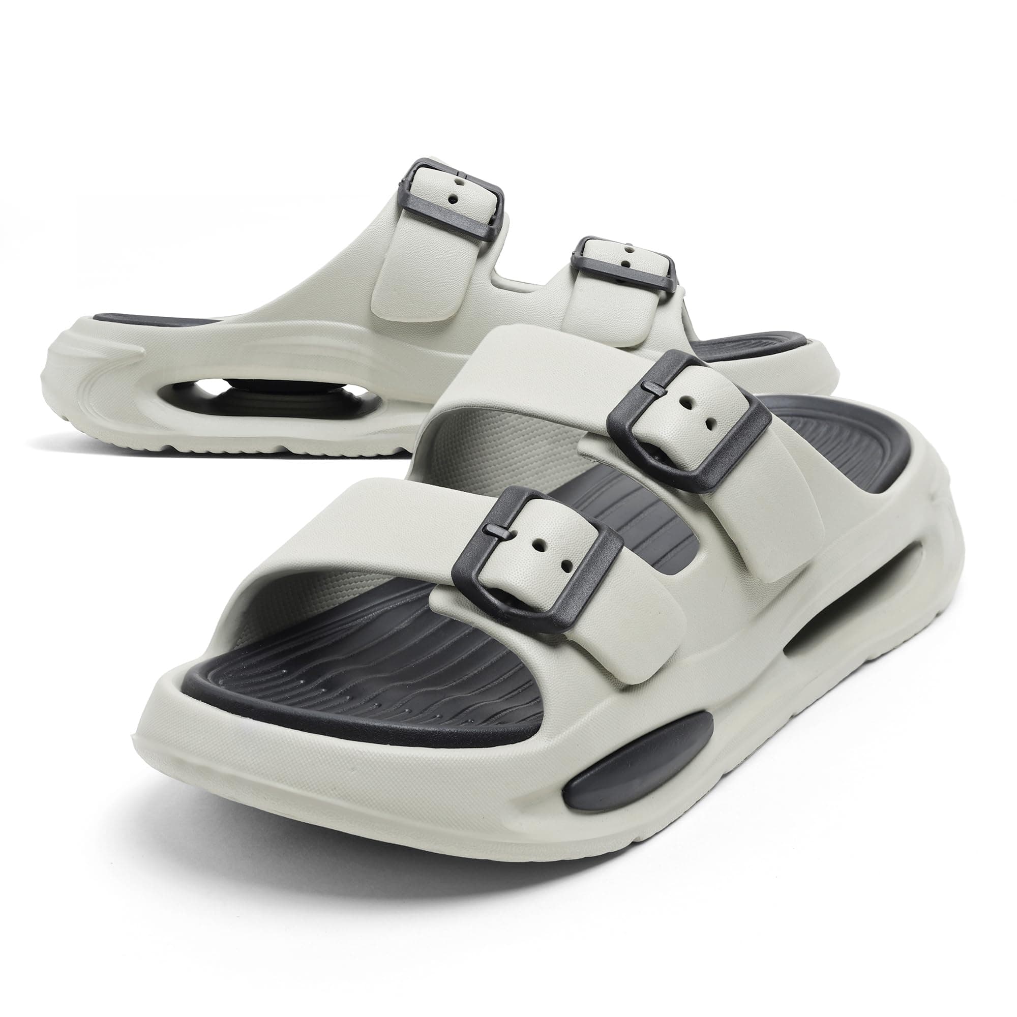 DOCTOR HEALTH SUPER SOFT Men EVA Double Strap Sandals | Adjustable Buckle Comfort Slides | Lightweight Anti-Slip Casual Slippers for Indoor Outdoor Everyday Wear