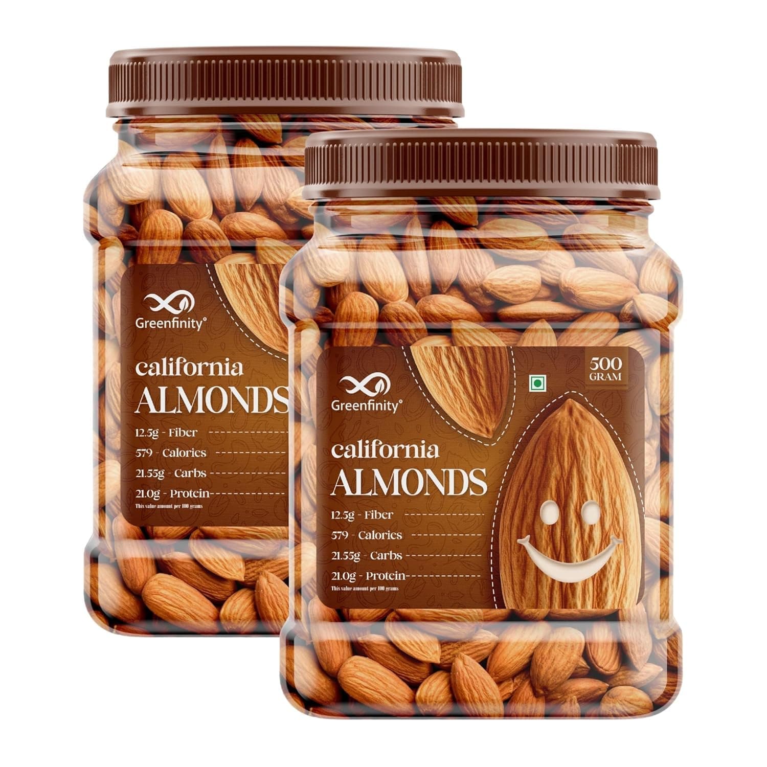 GreenFinity Natural Premium Californian Almonds 1 Kg Value Pack Pouch Nutrient-Rich Snack for Healthy Living and Culinary Delights Helps in Weight Management & Bone Health