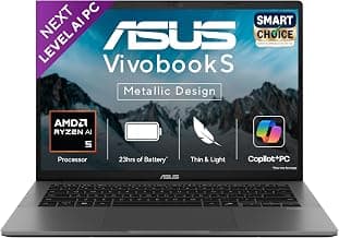 ASUS Vivobook S14,Smartchoice,AMD Ryzen AI 5 330,16GB RAM,512GB SSD,OLED,14",Win11,Office24,M365 Basic (1Yr),Matte Gray,1.4Kg,M3407KA-SF044WS,50 Tops,Metallic Design Laptop,Next-Gen AI Laptop,Copilot+