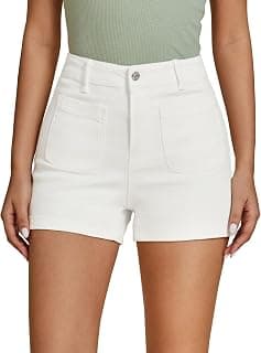 Shasmi Girl's & Women's Casual Summer Denim 2025 Fashion Shorts Mid Waisted Ripped Jean Shorts with Pockets, Vintage Wash, Straight Cut, (Short 238)