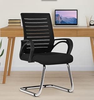 Da URBAN Tulip Mid Back Mesh Visitor Chair | Heavy Duty Metal Frame | Office Visitor/Study/Waiting Room Sitting Chair| Professional Look Ergonomic Chair (Black) (1 pc)