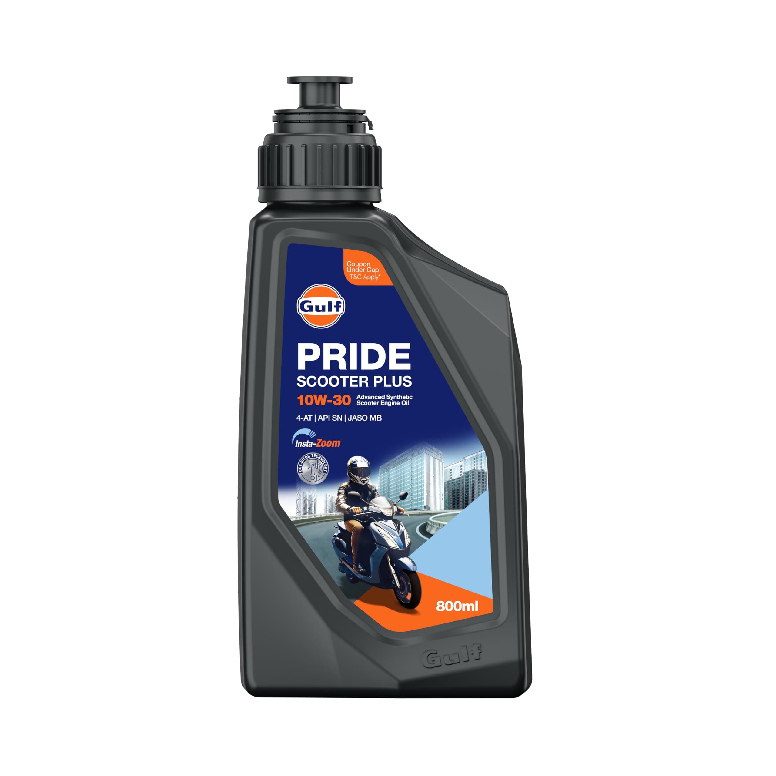 Gulf PRIDE SCOOTER PLUS 10W-30 4-AT API SN, JASO MB|BS 6 and earlier emission norms| Advanced 2 Wheeler Scooter Synthetic Blend Engine Oil [800 ml] - Pack of 1