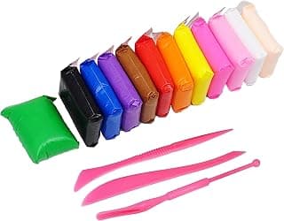 VGRASSP 12 Pcs Air Dry Clay for Kids with 3 Sculpting Tools - Creative Art & Crafts Play Dough Birthday Return Gift for Boys and Girls - Color As Per Stock