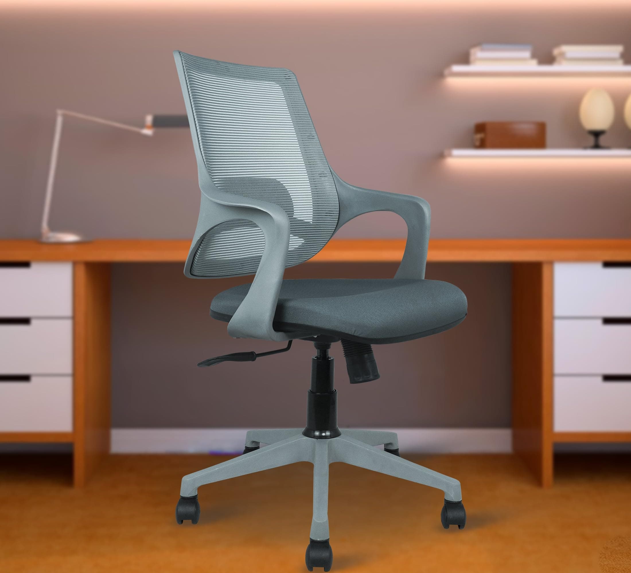 Mrc Mono Mid Back Mesh Ergonomic Work from Home Office Desk Chair,Study Chair,Revolving Chair,Computer Chair with 3 Years Warranty,Ergonomic Lumbar Support,Tilt Lock Mechanism (Grey)