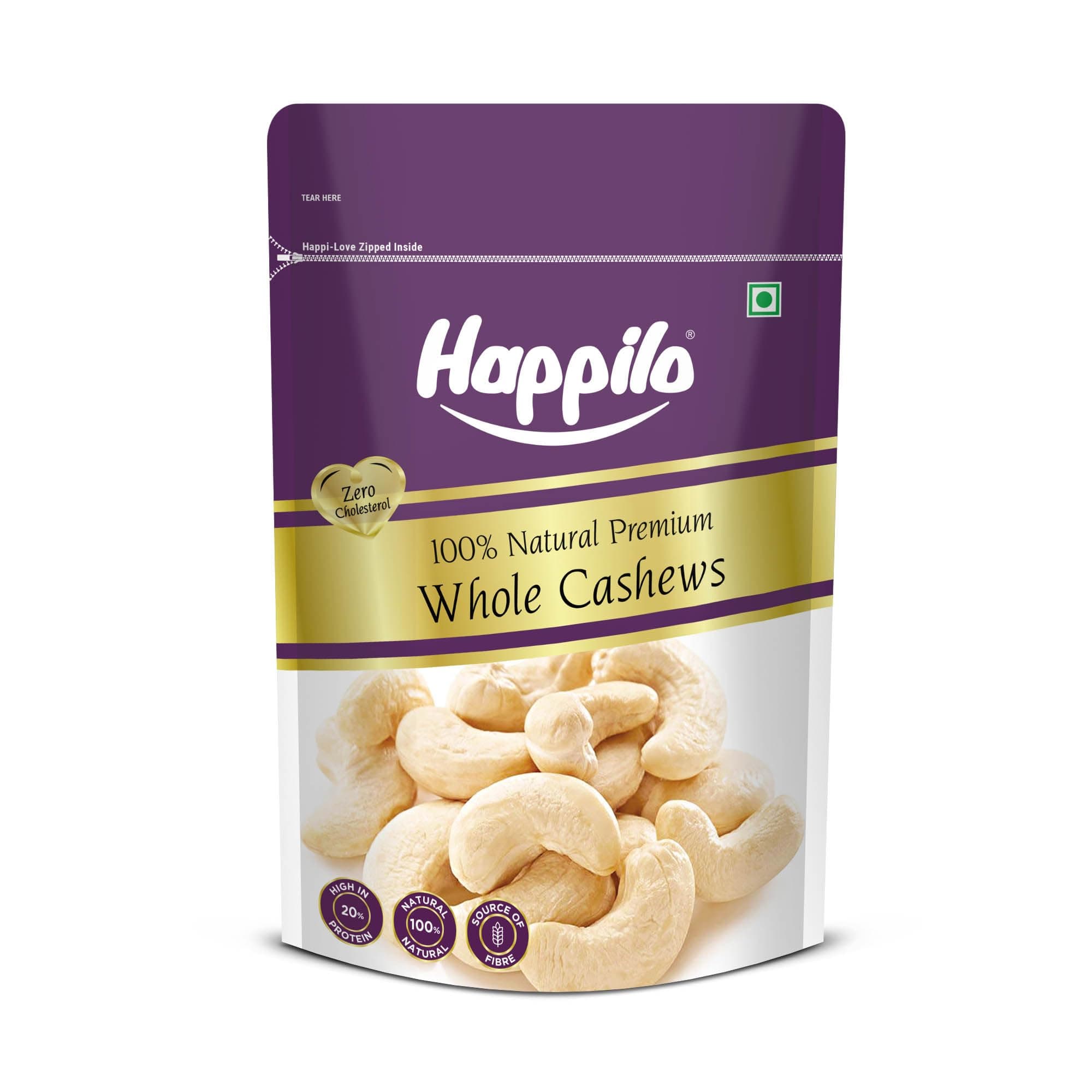 Happilo Premium Natural Whole Cashews 200g Value Pack | Dry Fruits, Kaju, Healthy Snacks | Unsalted Cashew Nuts | Crunchy, Nutritious & Delicious Nuts | Rich in Protein, Magnesium & Phosphorus