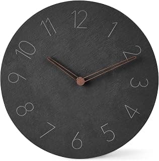 amazon basics Analog Wall Clock with 12Hr Display, Matte Slate Finish, Battery Operated, Black Color, Easy Wall Mount, Lightweight & Stylish Design for Home & Office – 25x25x4.8cm