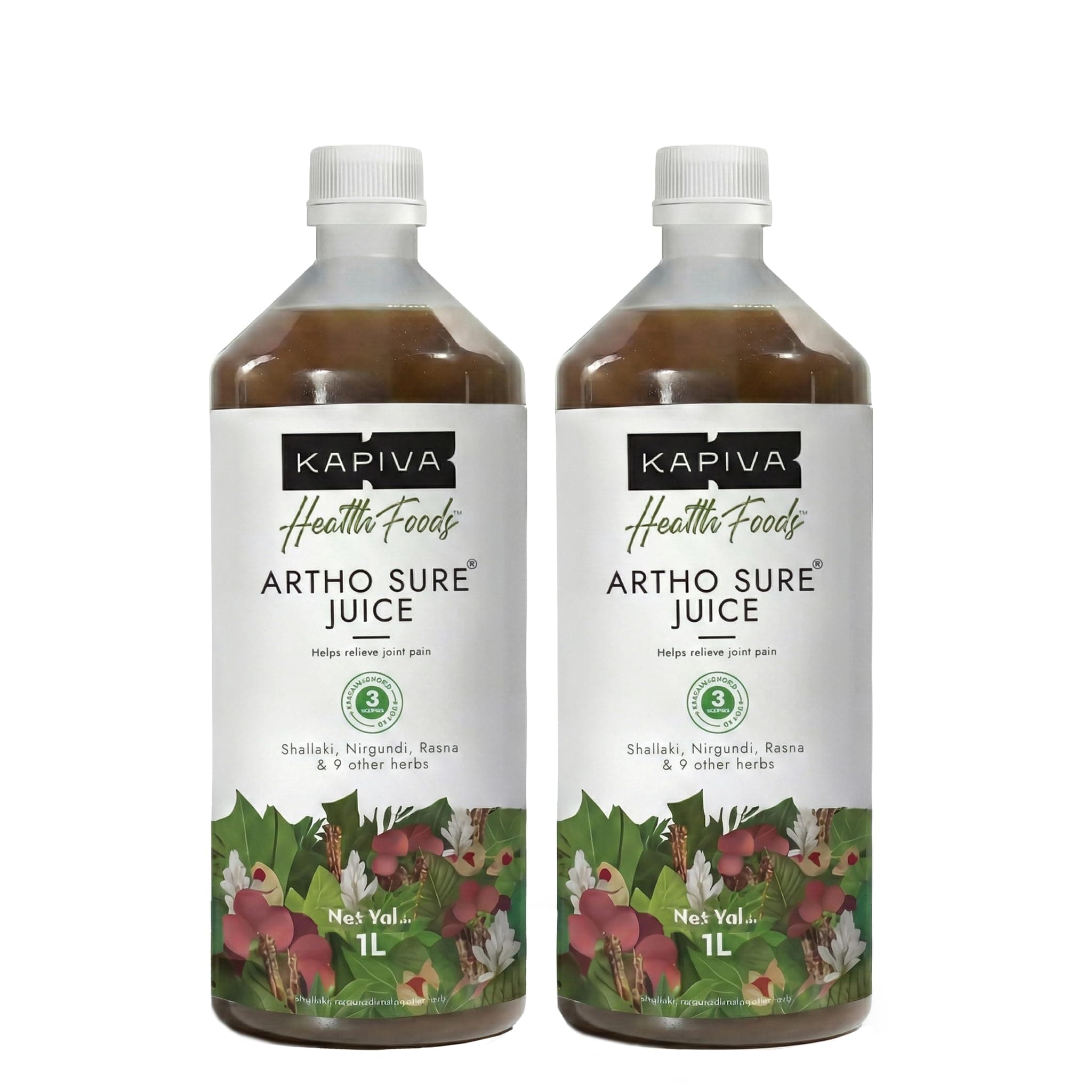 Kapiva Ayurveda Artho Sure Juice, 1 Liter | Joint Pain Relief | Ashwagandha, Rasna, Kutki, Guduchi And Other Herbs - Pack of 2
