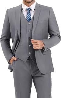 LUPURTY 3 Piece Suits for Men Slim Fit Men's Suit for Business Wedding Party 2 Button Blazer Tuxedo Set Jacket Vest Pants