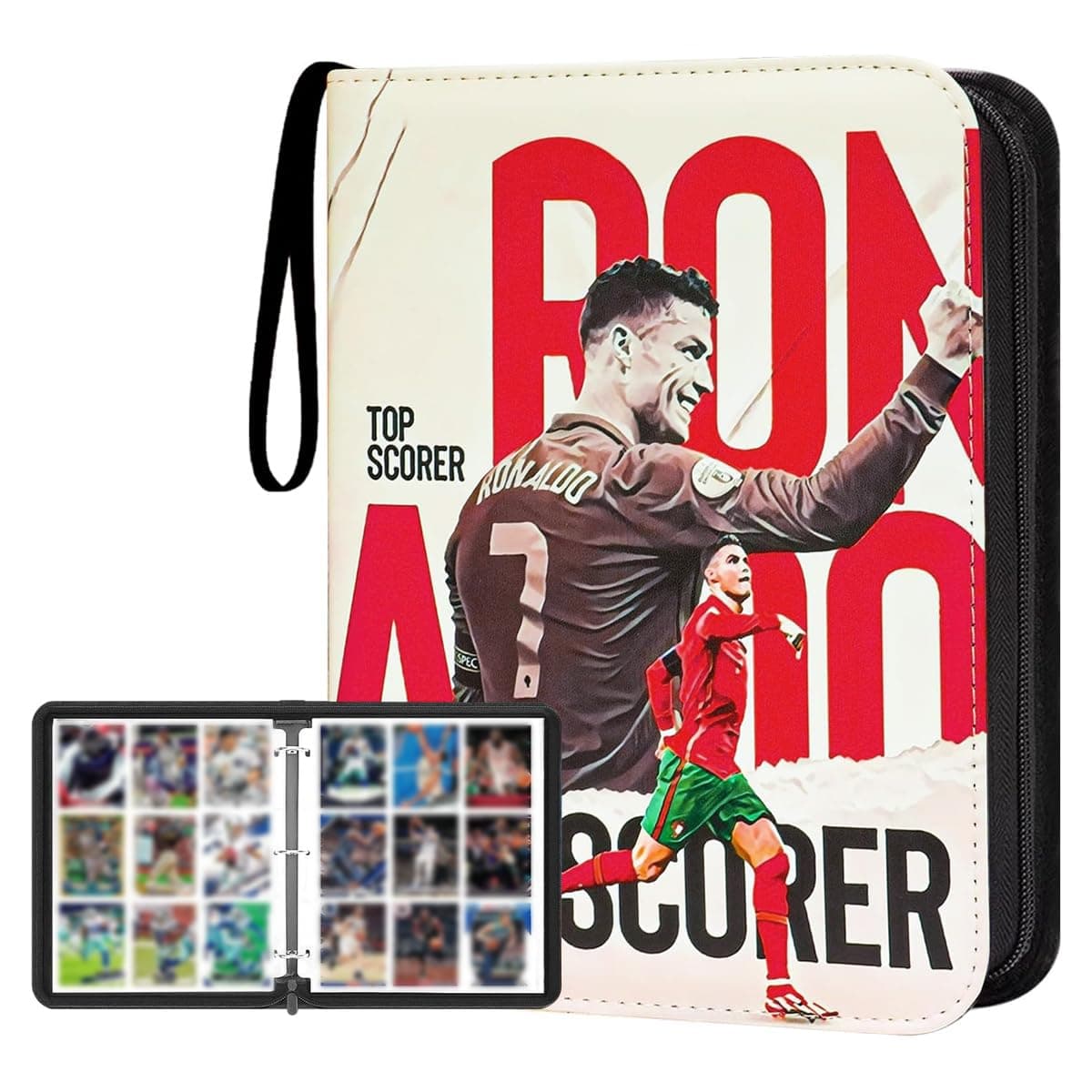 PATPAT® 720 Pockets Soccer Card Binder Autographed Cards Storage Bag Fashion Waterproof Printed PU Cover Zipper Card Organzier Holder Multi Purpose Card Organizer Bag for Collectible Cards