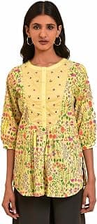 Women's Rayon Blend Floral Printed Regular Fit Top with Thread Embroidery