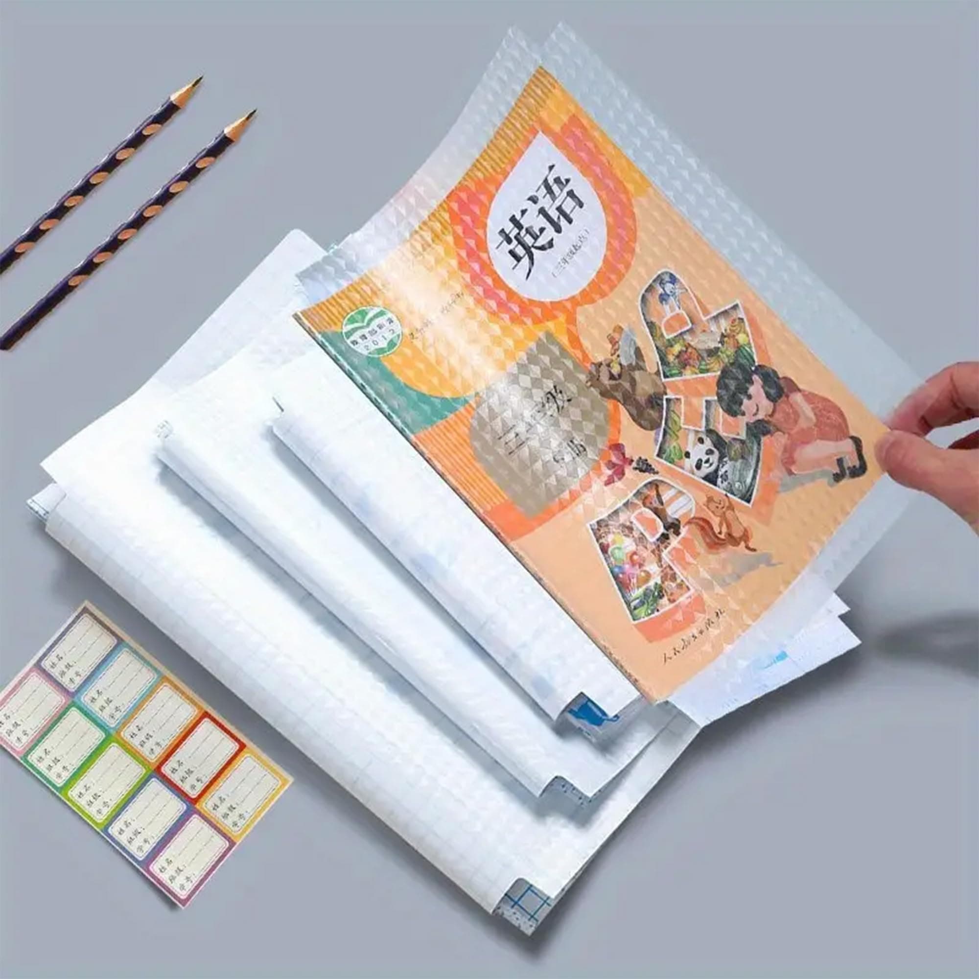 BONZELLA Transparent Paper Sticker Book Cover Film Book Binding Cover [30 Pcs- 3 Different Sizes -10 Each] Waterproof Self-Adhesive Book Cover for Office School Textbook Protective Case (30)