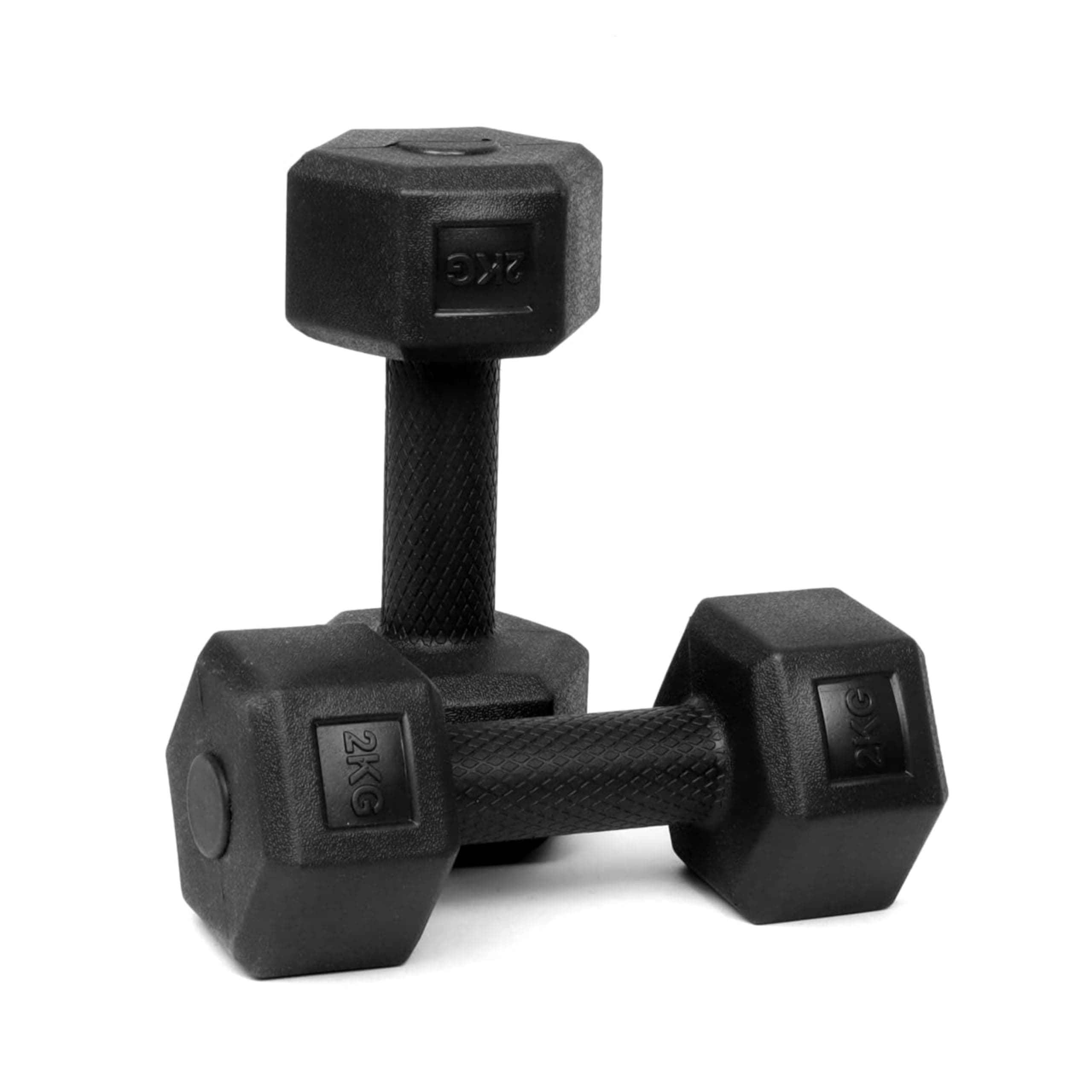 ARTINO 2Kg Pair Hexa PVC Dumbbells Set For Home Gym, Exercise & Fitness Dumbbell (Black) Fixed Weight Dumbbell (2Kg X 2PCS)