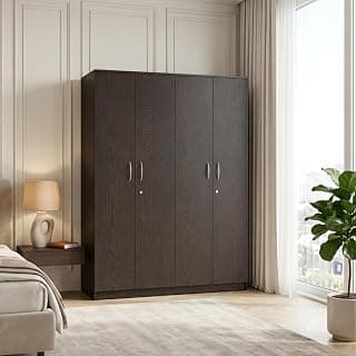 Nexus Multipurpose 4 Door Closet Engineered Wood 4 Door Wardrobe (Finish Color - Dark Wenge, Knock Down)
