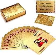 Gold Deck of Waterproof Cards, Flexible PVC Plastic Playing Cards Premium Poker Cards Waterproof Playing Cards Washable Flexible Use for Party Game